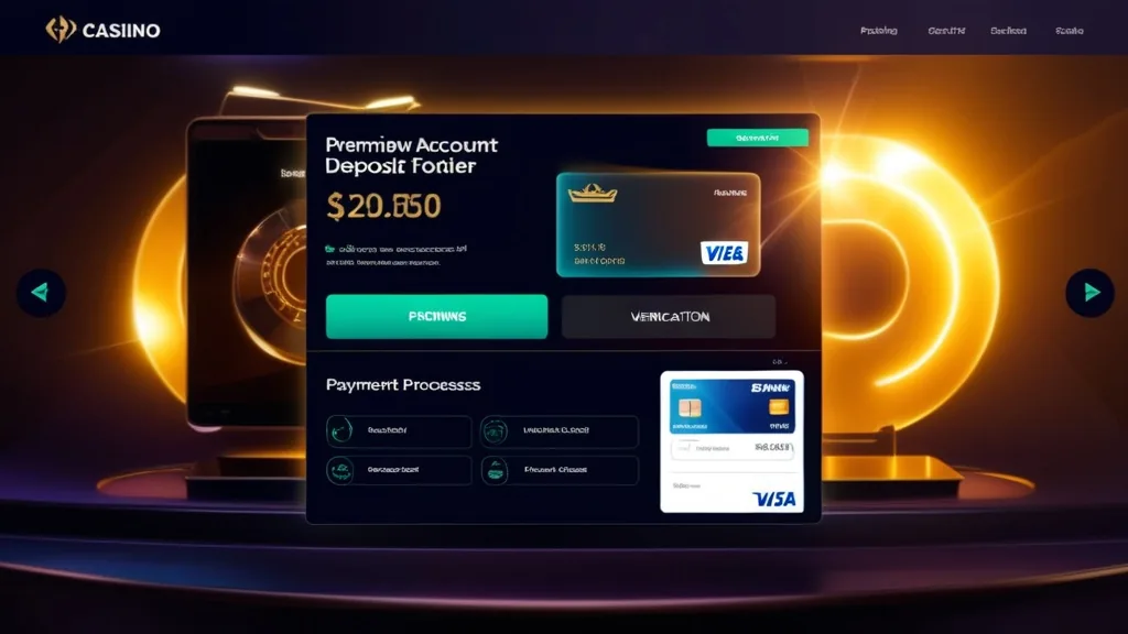 New account deposit pending on a casino cashier screen with verification steps
